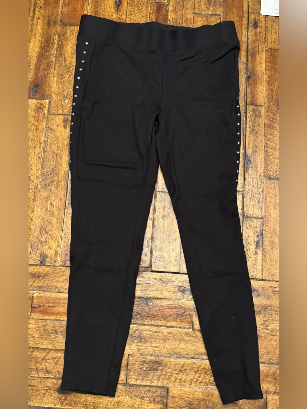 Carmen Marc Valvo Kids Black Leggings with Side Stud Accents